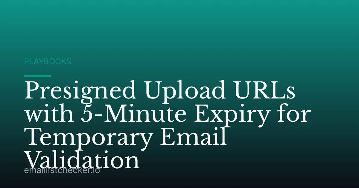 Presigned Upload URLs with 5-Minute Expiry for Temporary Email Validation