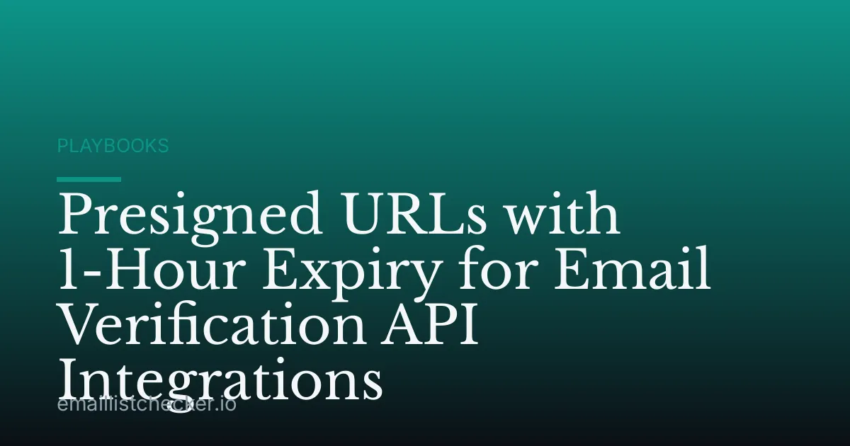 Presigned URLs with 1-Hour Expiry for Email Verification API Integrations