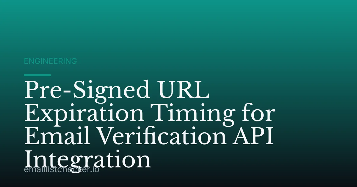 Pre-Signed URL Expiration Timing for Email Verification API Integration