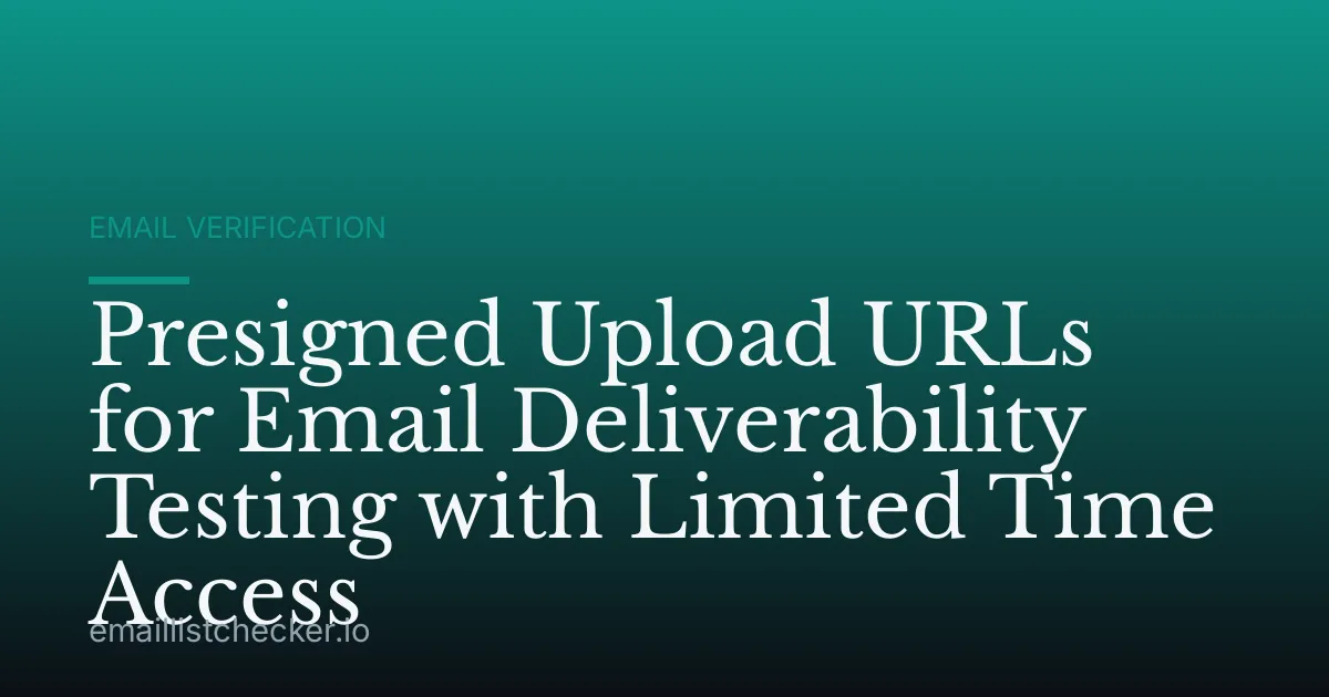 Presigned Upload URLs for Email Deliverability Testing with Limited Time Access