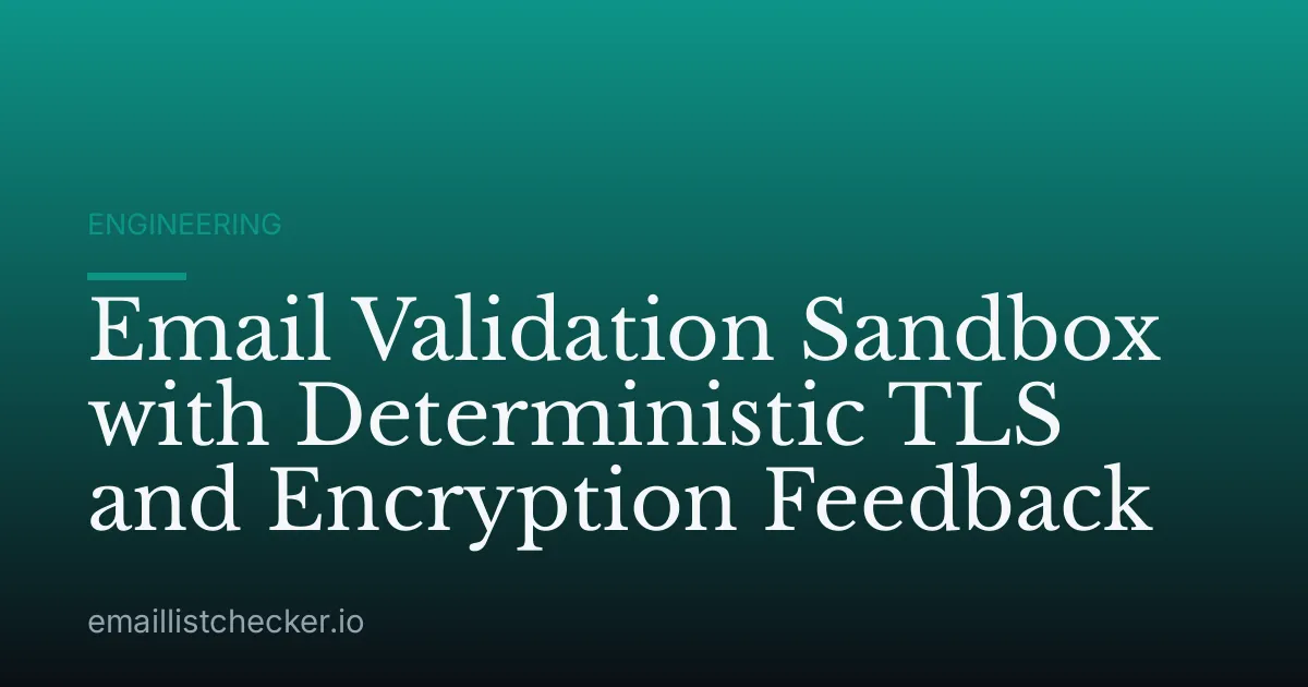 Email Validation Sandbox with Deterministic TLS and Encryption Feedback