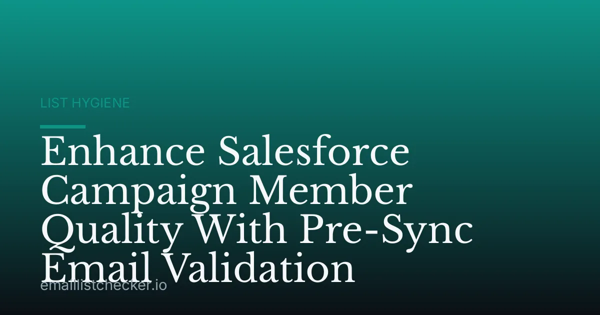 Enhance Salesforce Campaign Member Quality With Pre-Sync Email Validation