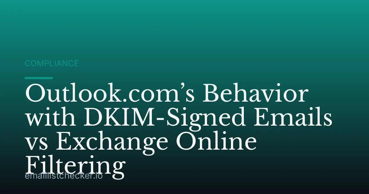 Outlook.com’s Behavior with DKIM-Signed Emails vs Exchange Online Filtering