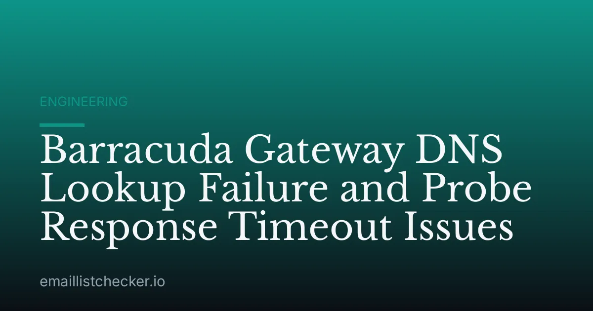 Barracuda Gateway DNS Lookup Failure and Probe Response Timeout Issues