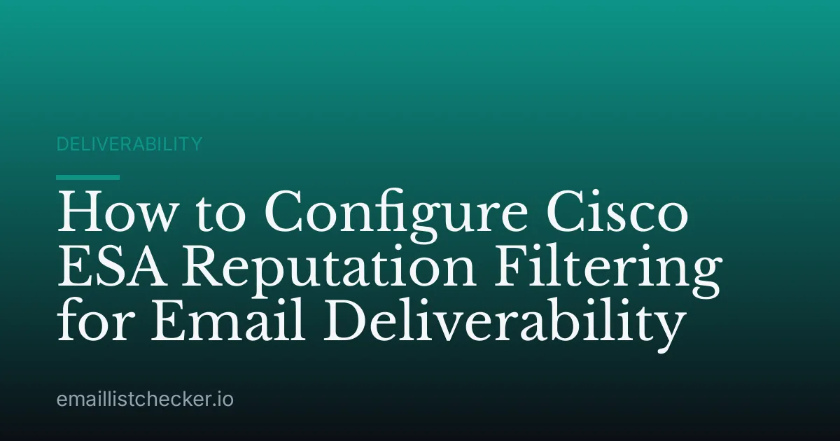 How to Configure Cisco ESA Reputation Filtering for Email Deliverability