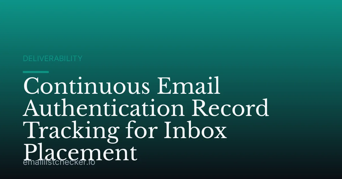 Continuous Email Authentication Record Tracking for Inbox Placement