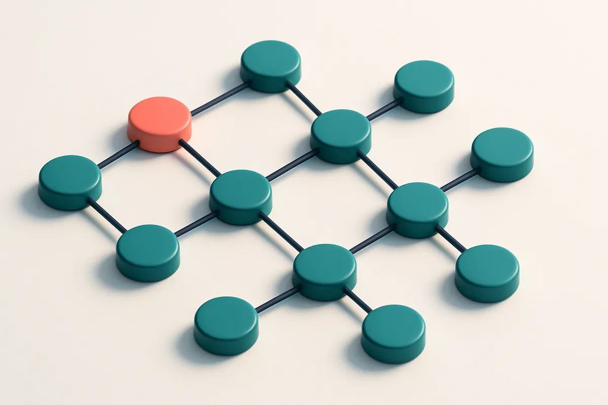 a network of small circular nodes connected by lines