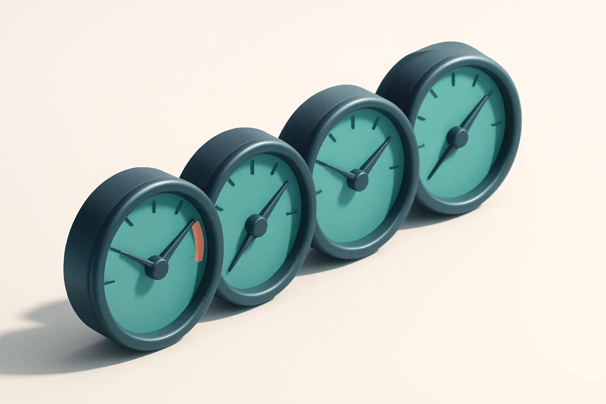 a row of four gauges
