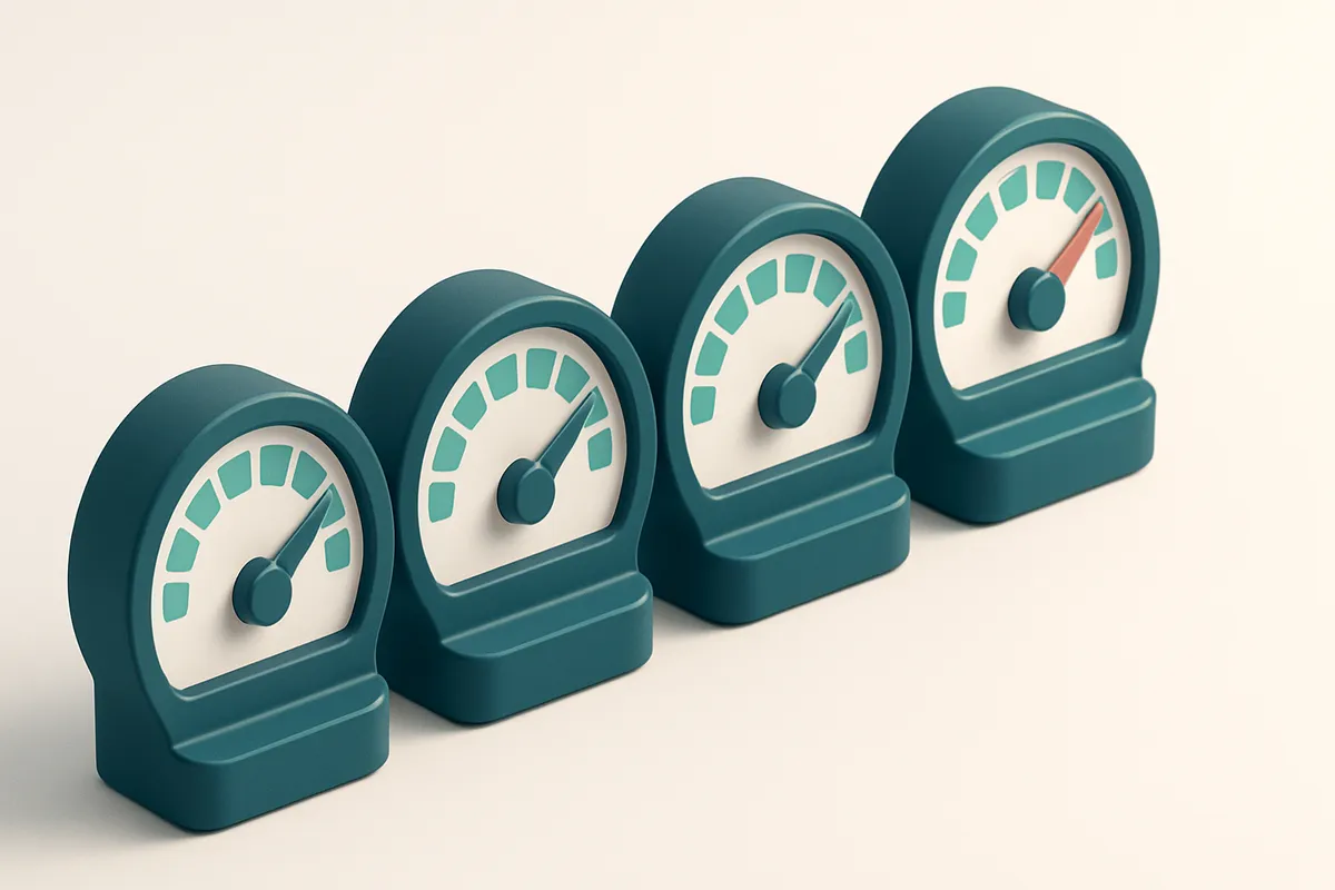 a row of four gauges with varying speeds labeled 'RSA', 'Ed25519', 'High Load', 'Low Load'