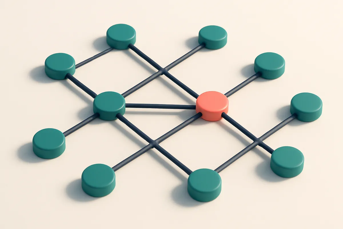 a network of small circular nodes connected by lines