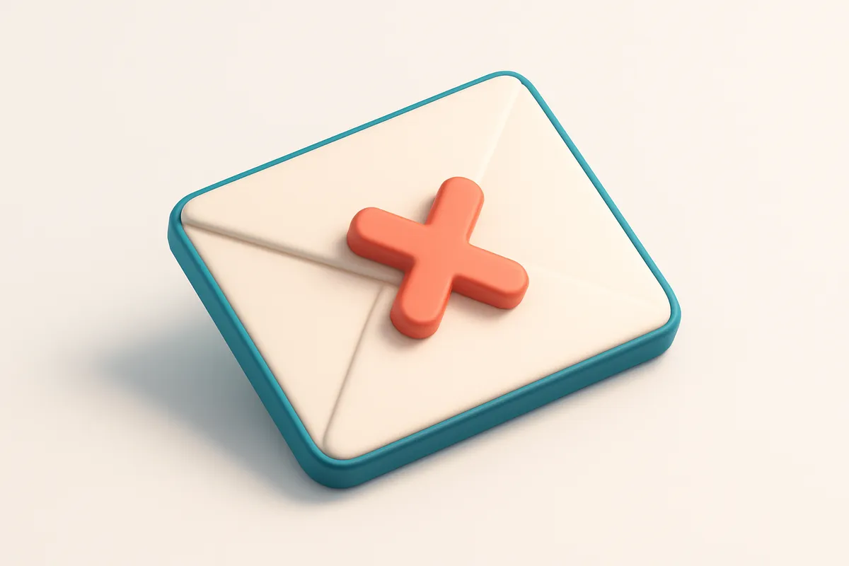 a single envelope with a red X mark, slightly tilted