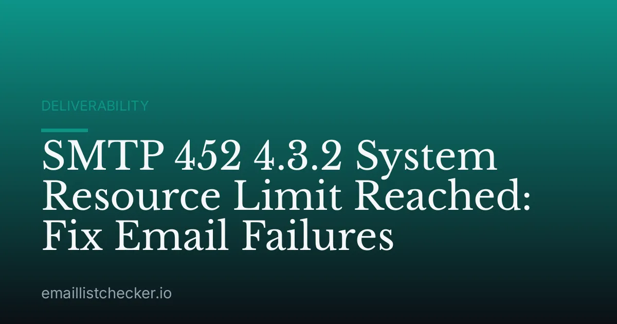 SMTP 452 4.3.2 System Resource Limit Reached: Fix Email Failures