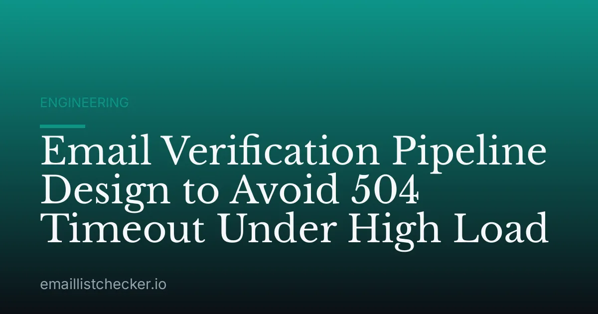 Email Verification Pipeline Design to Avoid 504 Timeout Under High Load