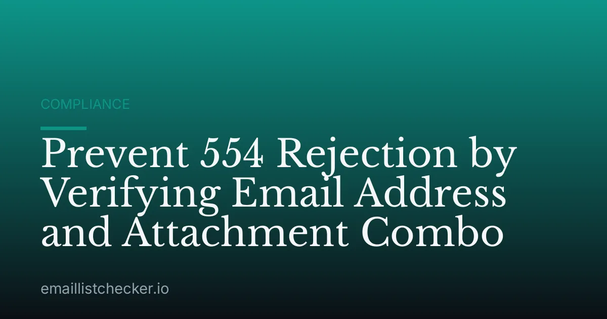 Prevent 554 Rejection by Verifying Email Address and Attachment Combo