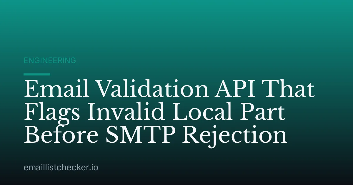 Email Validation API That Flags Invalid Local Part Before SMTP Rejection