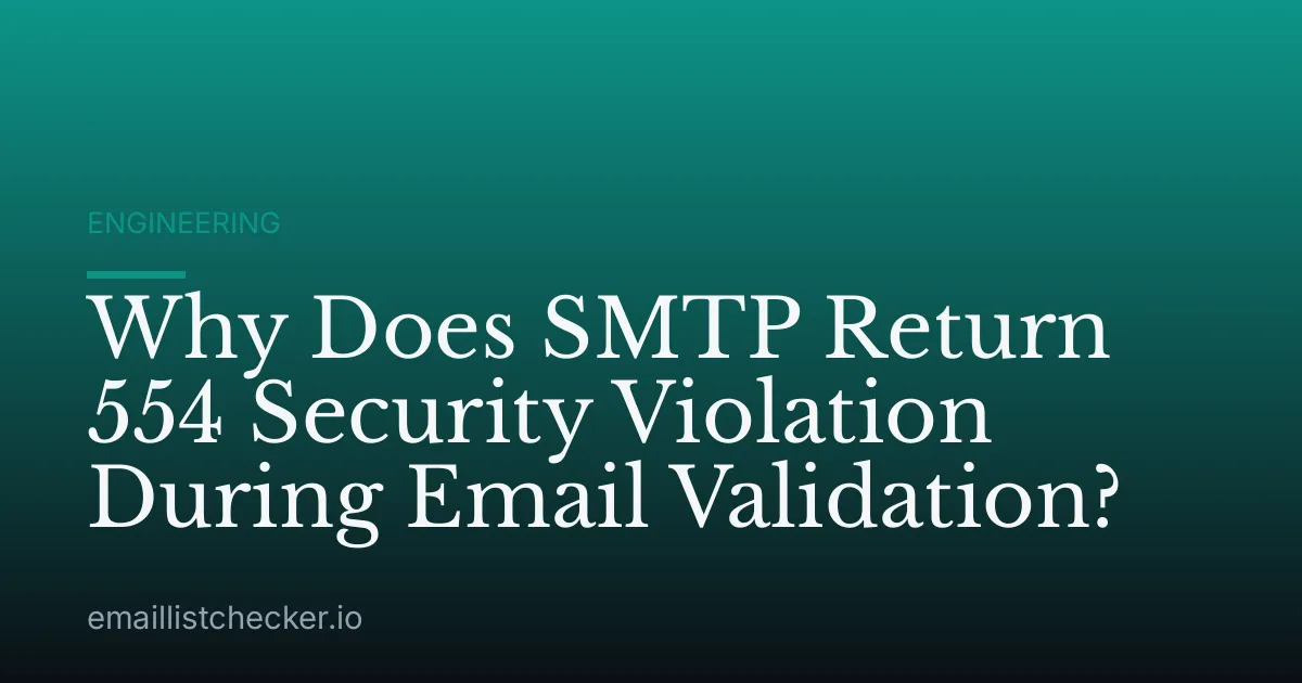 Why Does SMTP Return 554 Security Violation During Email Validation?
