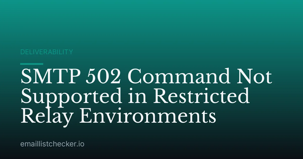 SMTP 502 Command Not Supported in Restricted Relay Environments