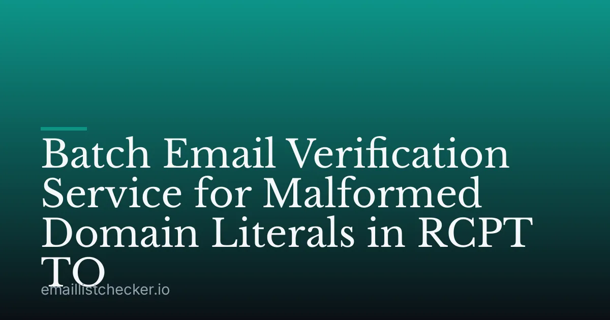 Batch Email Verification Service for Malformed Domain Literals in RCPT TO