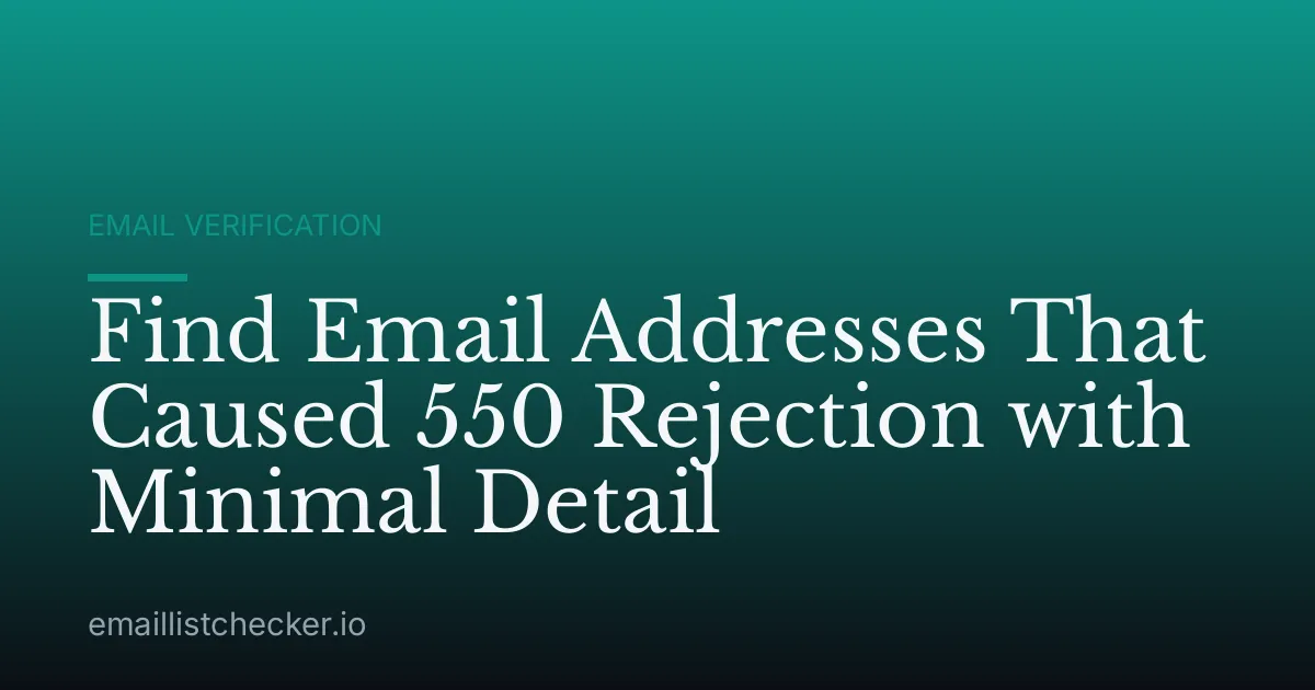 Find Email Addresses That Caused 550 Rejection with Minimal Detail