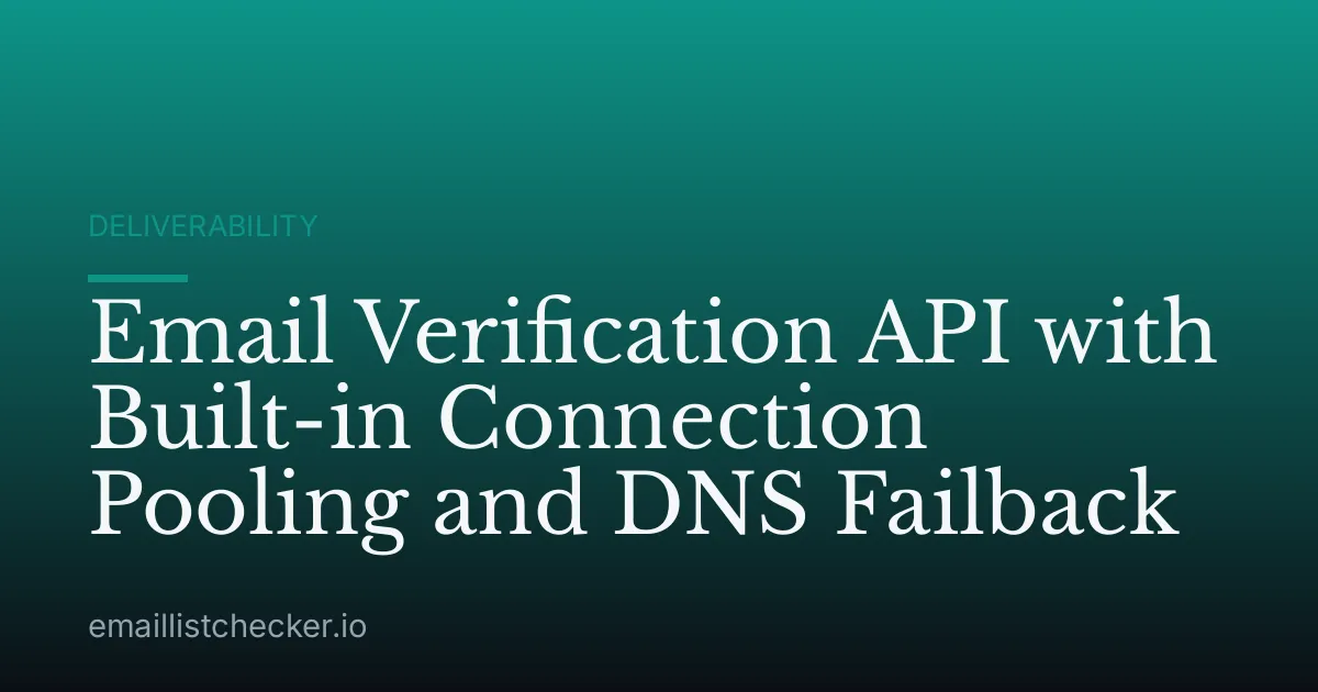 Email Verification API with Built-in Connection Pooling and DNS Failback