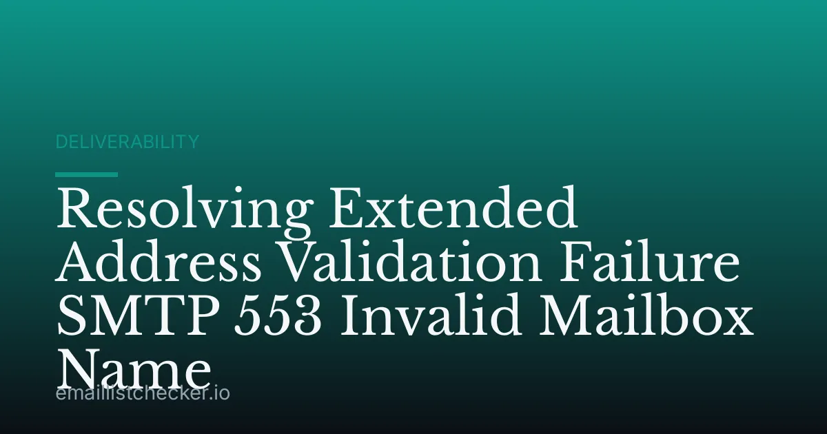 Resolving Extended Address Validation Failure SMTP 553 Invalid Mailbox Name