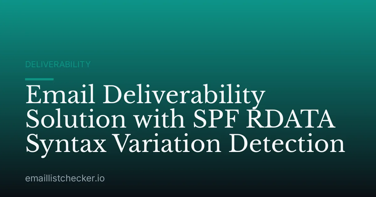 Email Deliverability Solution with SPF RDATA Syntax Variation Detection