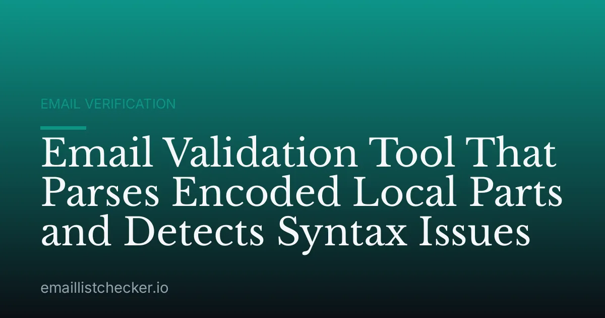 Email Validation Tool That Parses Encoded Local Parts and Detects Syntax Issues