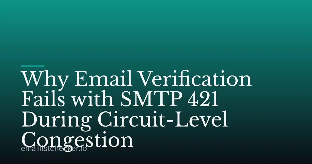 Why Email Verification Fails with SMTP 421 During Circuit-Level Congestion