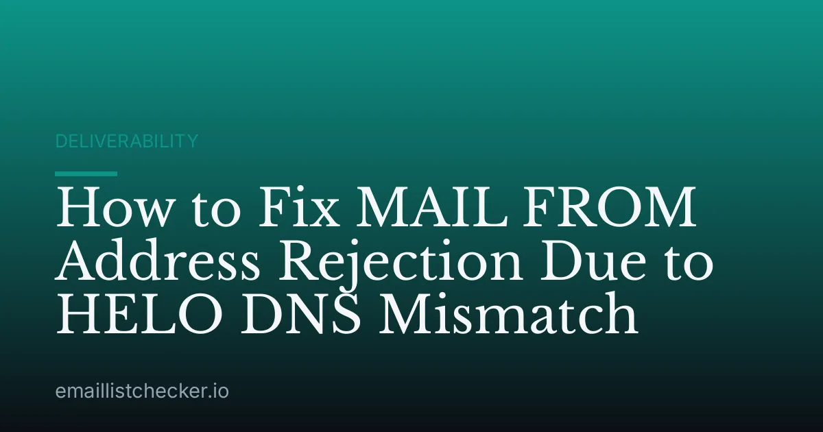 How to Fix MAIL FROM Address Rejection Due to HELO DNS Mismatch