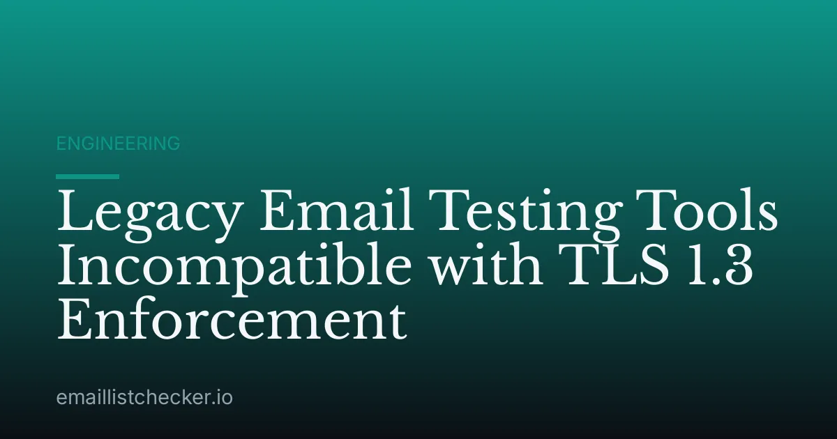 Legacy Email Testing Tools Incompatible with TLS 1.3 Enforcement