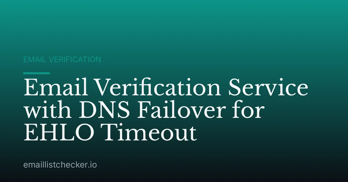 Email Verification Service with DNS Failover for EHLO Timeout