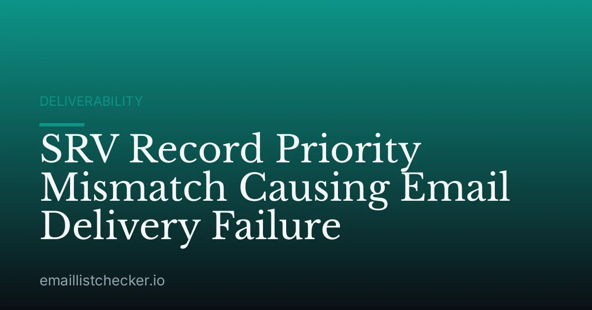SRV Record Priority Mismatch Causing Email Delivery Failure