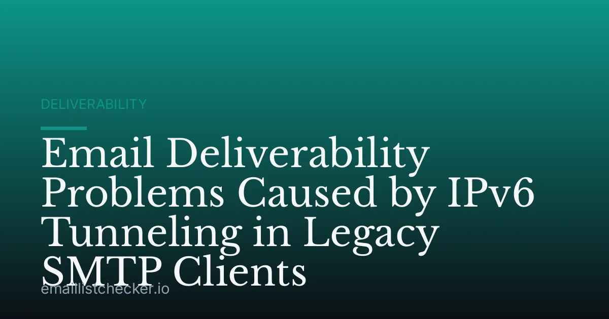 Email Deliverability Problems Caused by IPv6 Tunneling in Legacy SMTP Clients