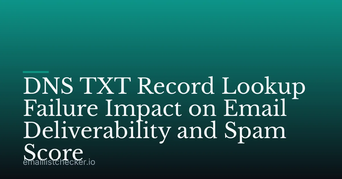 DNS TXT Record Lookup Failure Impact on Email Deliverability and Spam Score
