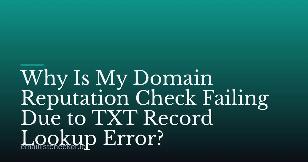 Why Is My Domain Reputation Check Failing Due to TXT Record Lookup Error?