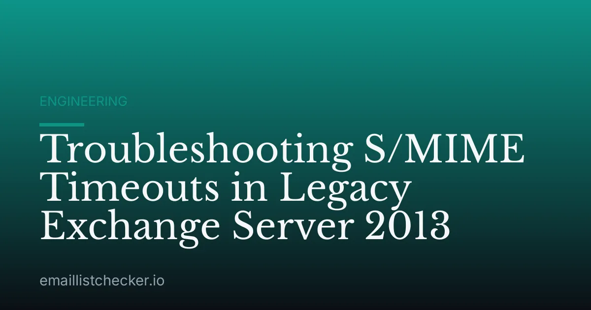 Troubleshooting S/MIME Timeouts in Legacy Exchange Server 2013