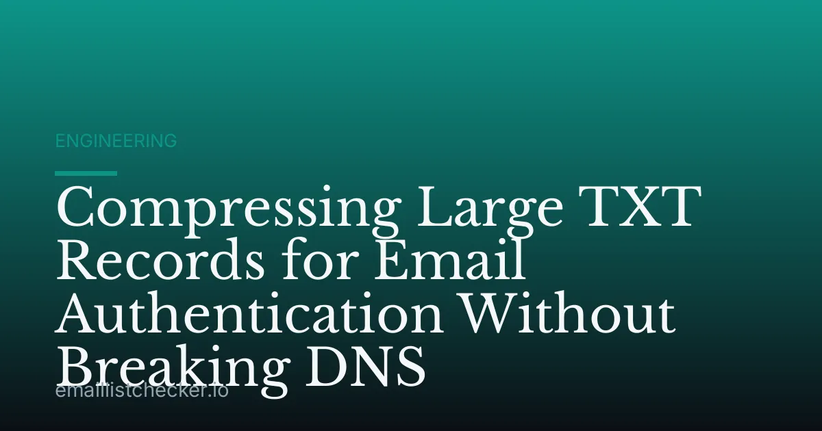 Compressing Large TXT Records for Email Authentication Without Breaking DNS