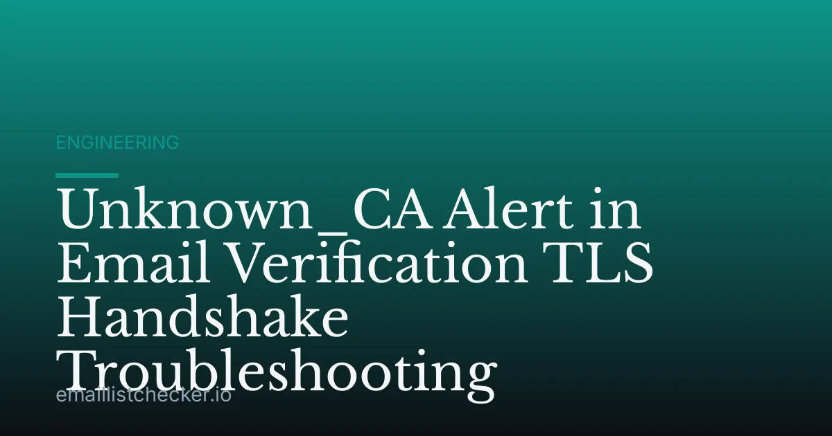 Unknown_CA Alert in Email Verification TLS Handshake Troubleshooting