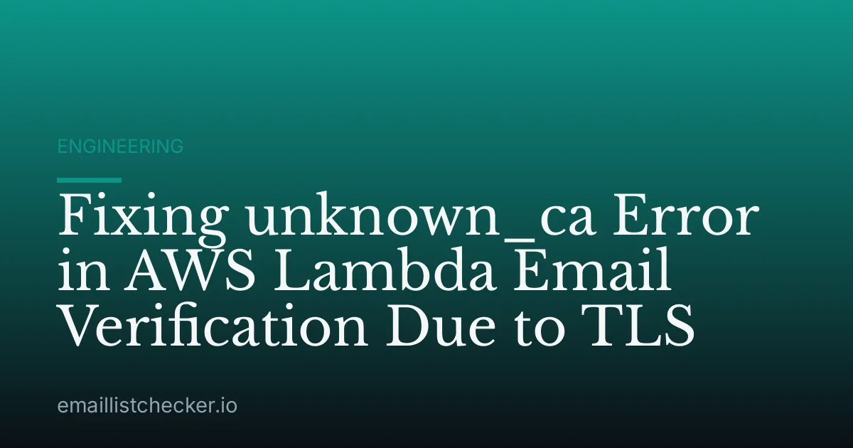 Fixing unknown_ca Error in AWS Lambda Email Verification Due to TLS
