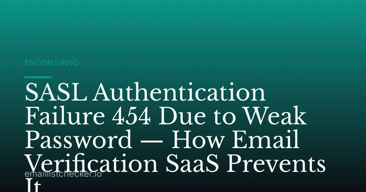 SASL Authentication Failure 454 Due to Weak Password — How Email Verification SaaS Prevents It