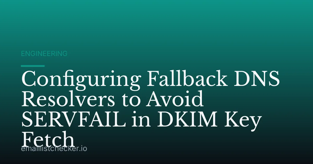 Configuring Fallback DNS Resolvers to Avoid SERVFAIL in DKIM Key Fetch