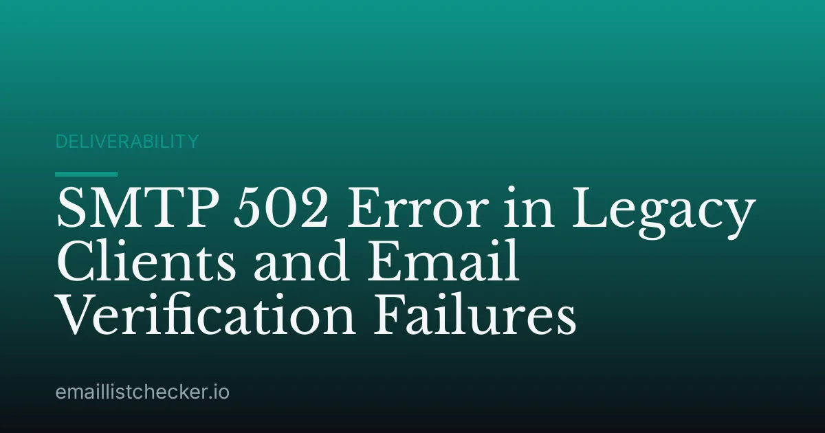 SMTP 502 Error in Legacy Clients and Email Verification Failures