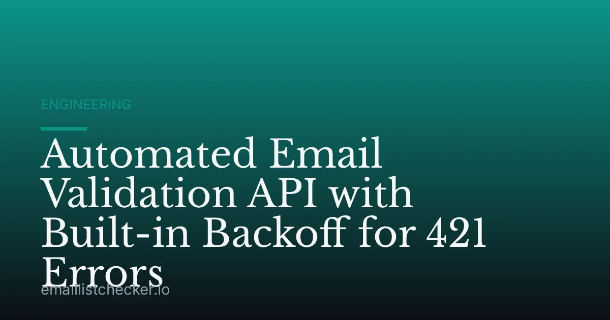Automated Email Validation API with Built-in Backoff for 421 Errors