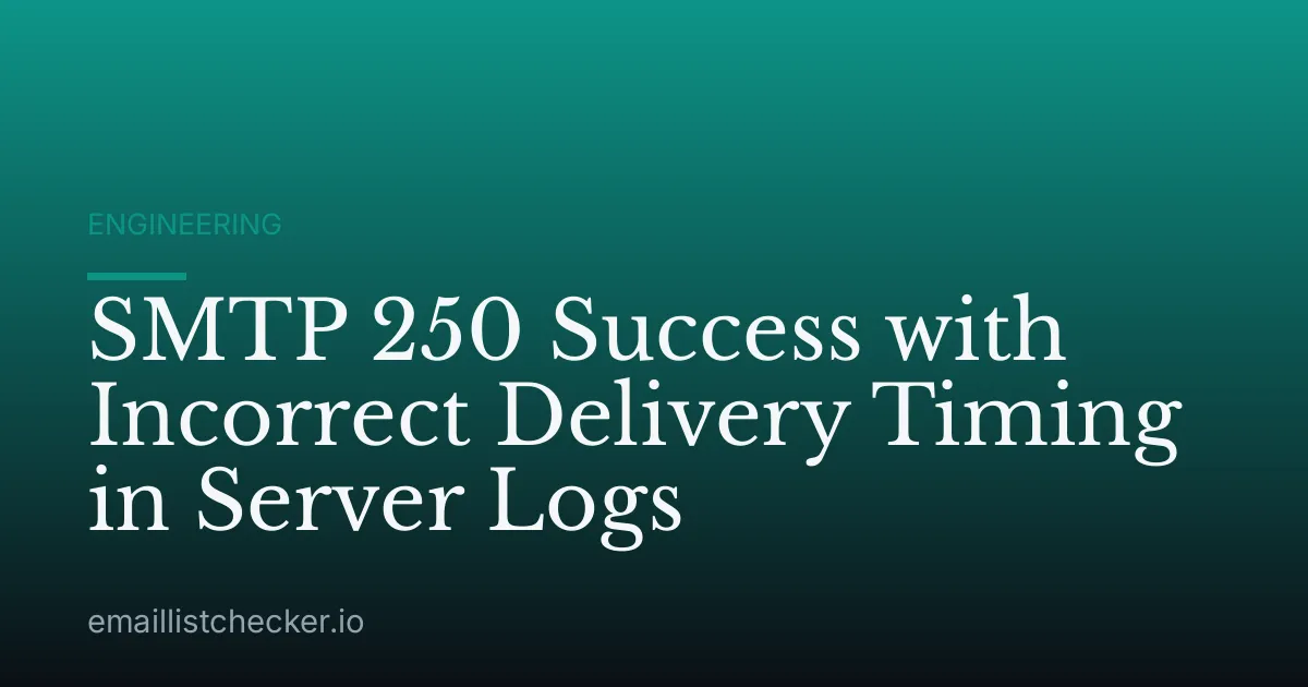 SMTP 250 Success with Incorrect Delivery Timing in Server Logs