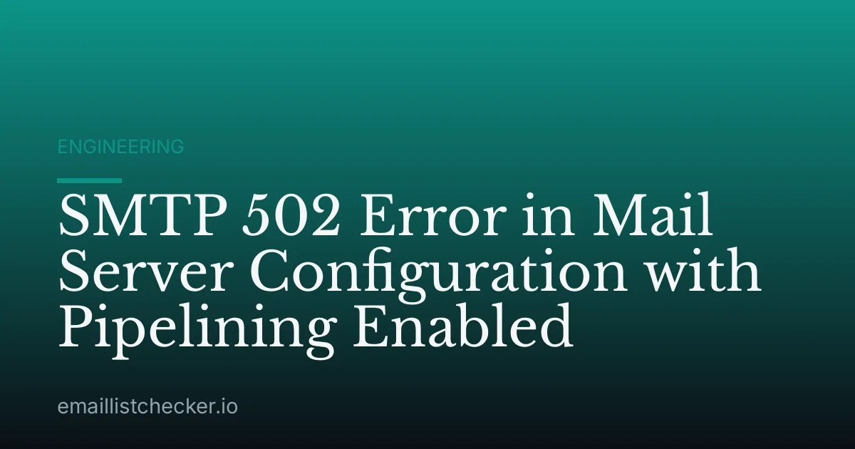 SMTP 502 Error in Mail Server Configuration with Pipelining Enabled