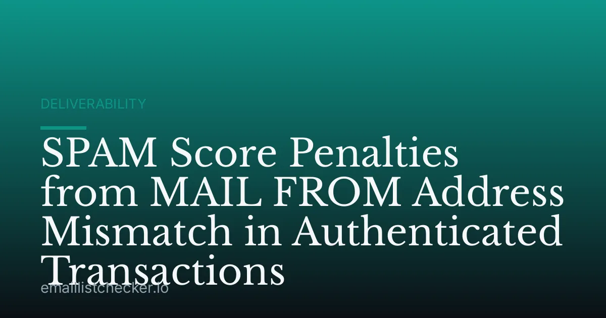 SPAM Score Penalties from MAIL FROM Address Mismatch in Authenticated Transactions