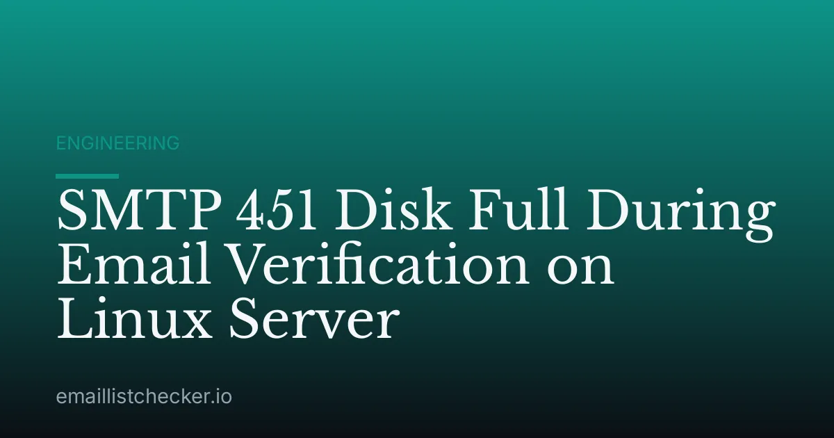 SMTP 451 Disk Full During Email Verification on Linux Server