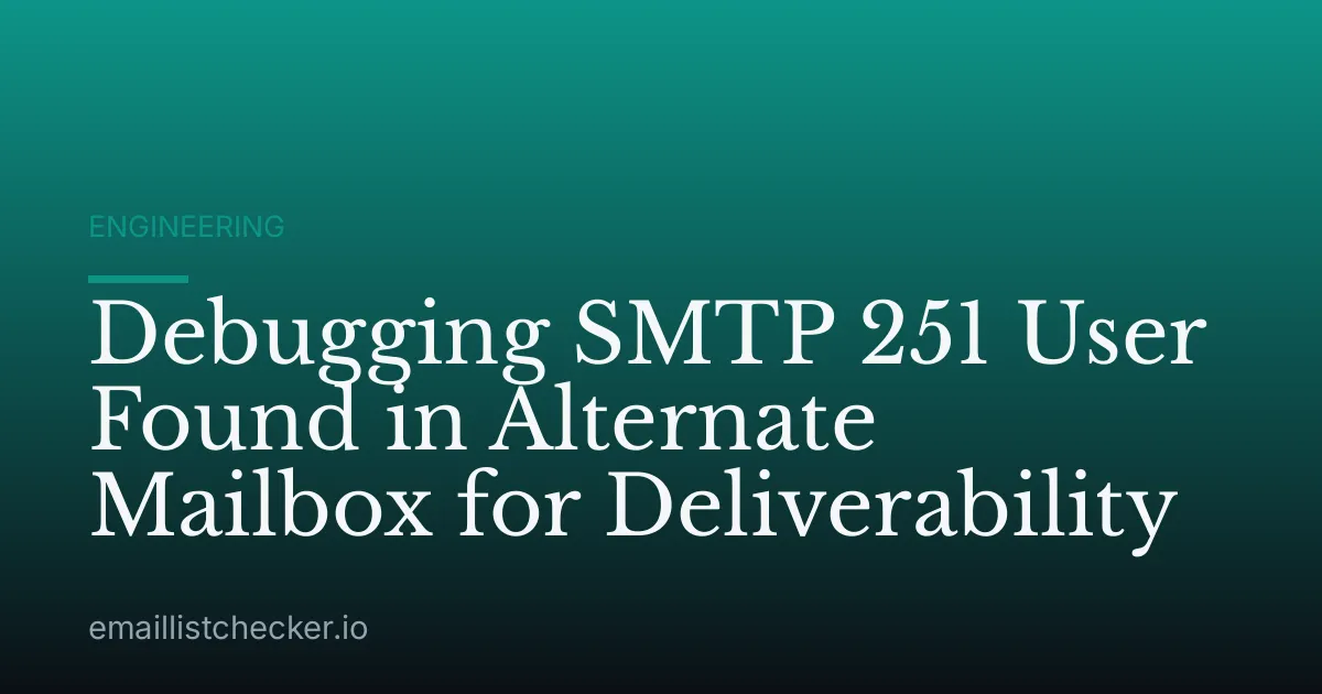Debugging SMTP 251 User Found in Alternate Mailbox for Deliverability