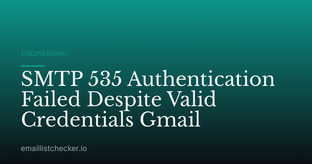 SMTP 535 Authentication Failed Despite Valid Credentials Gmail
