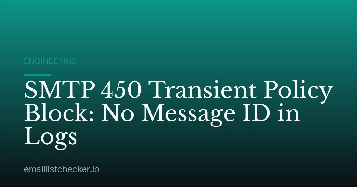 SMTP 450 Transient Policy Block: No Message ID in Logs
